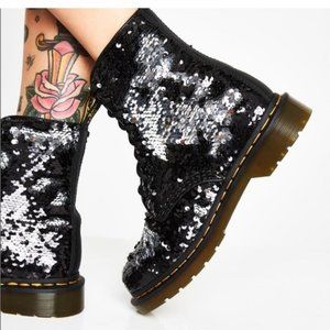 Doc Martens 1460 Pascal Reversible Flipped Sequin Black/Silver Boots
